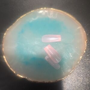 Pink Press-On Nails on Agate Display